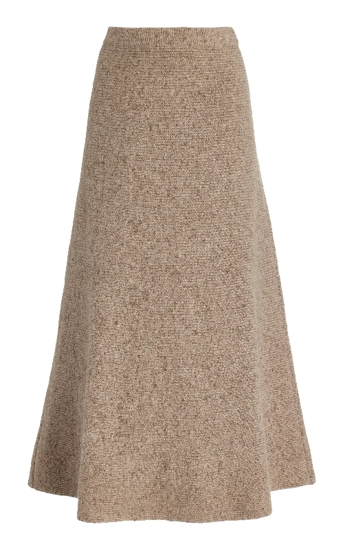 Eden Knit Maxi Skirt in Oatmeal Multi Cashmere midi skirt versatile