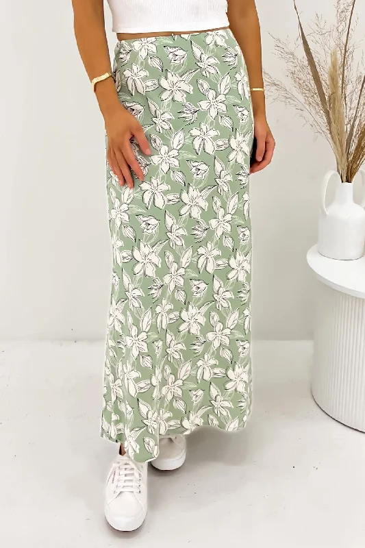 Eden Maxi Skirt Sage cashmere skirt fine