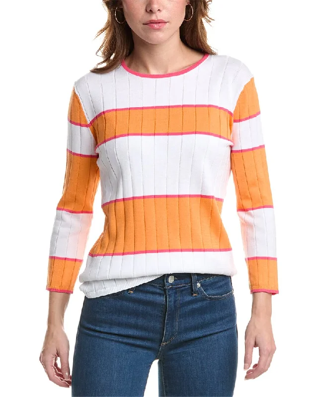 Edinburgh Knitwear Block Stripe Sweater Iron Safe Non-Iron Wrinkle Free