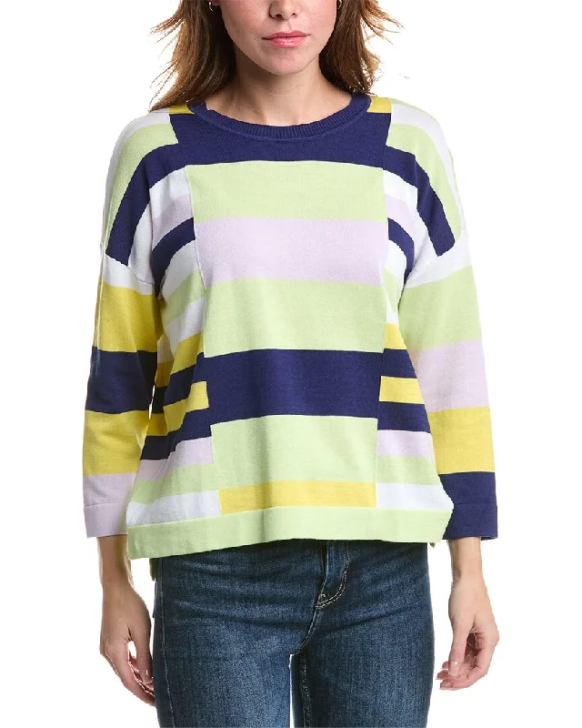 Edinburgh Knitwear Bold Stripe Sweater Transparent Opaque Sheer