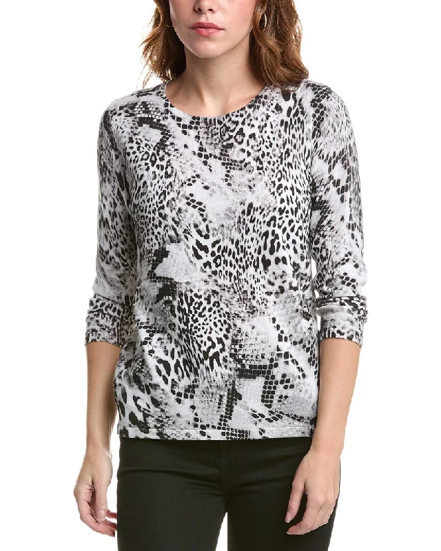 Edinburgh Knitwear Leopard Linen-Blend Sweater Layered Multi-layer Single Layer