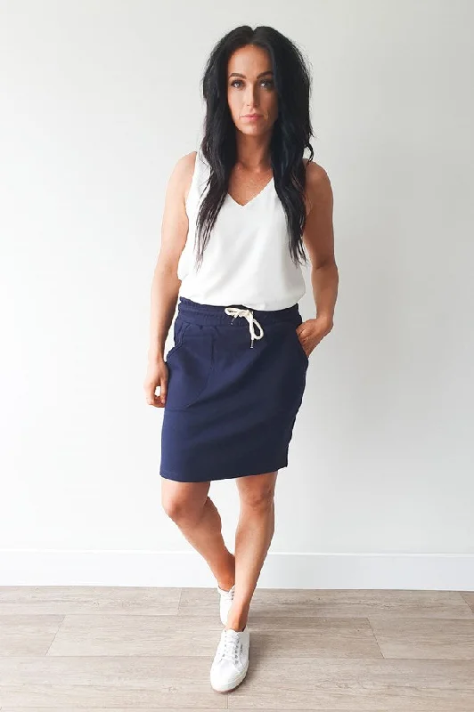 Elm Matilda Skirt Navy chiffon skirt airy