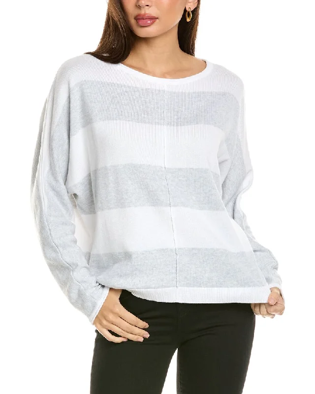 Forte Cashmere Bold Stripe Dolman Sweater Ribbed Striped Patterned