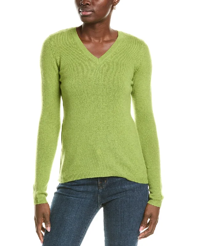 Forte Cashmere V-Neck Cashmere Sweater Stretchy Elastic Breathable