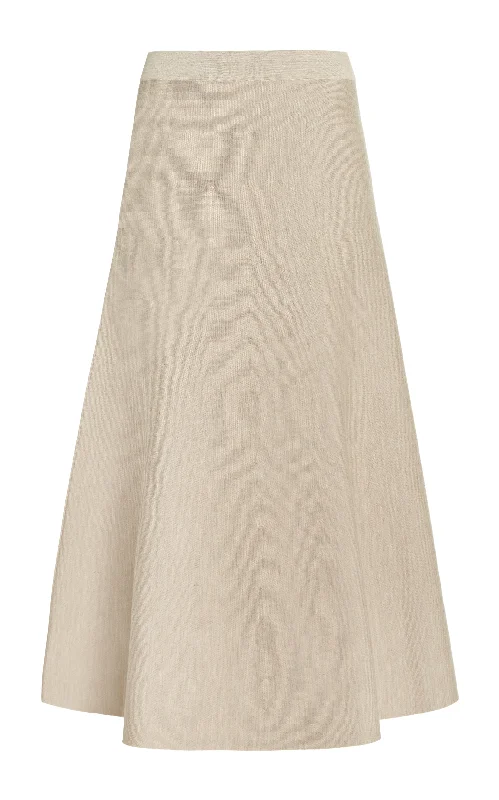 Freddie Knit Midi Skirt in Oatmeal Merino Wool Cashmere velvet skirt plush