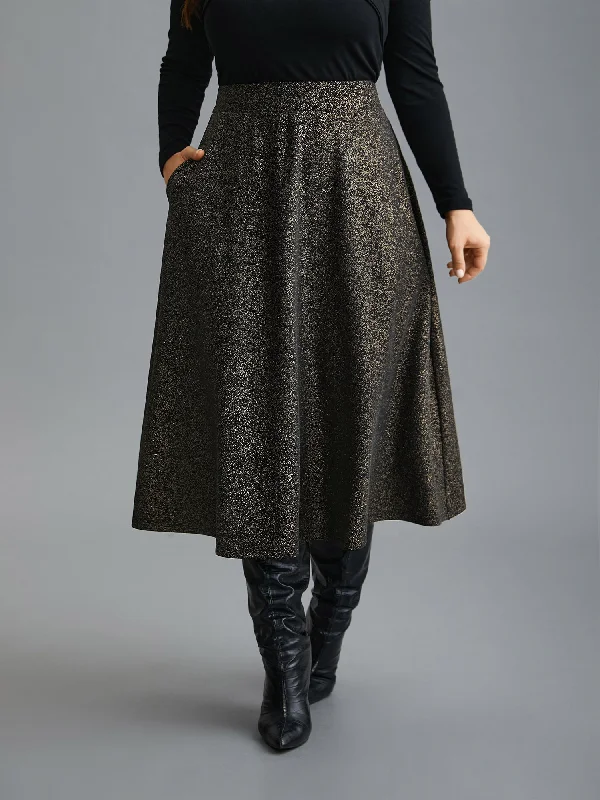 Glitter Elastic Waist Pocket Midi Skirt tulle skirt dreamy