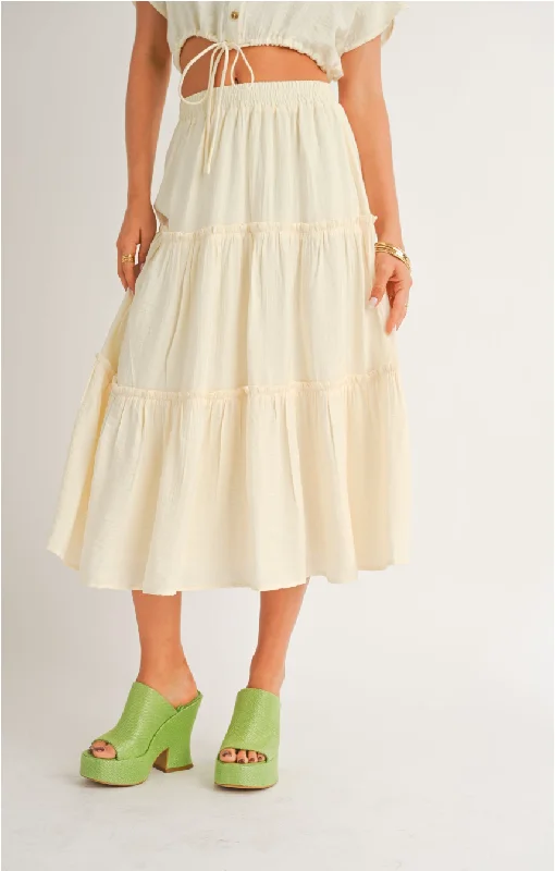 Grazie Three Tiered Midi Skirt slim fit skirt