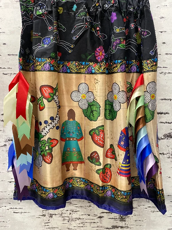 Handmade Ledger w/ Beaded Floral Animals Satin Ribbon Skirt elastic waist skirt