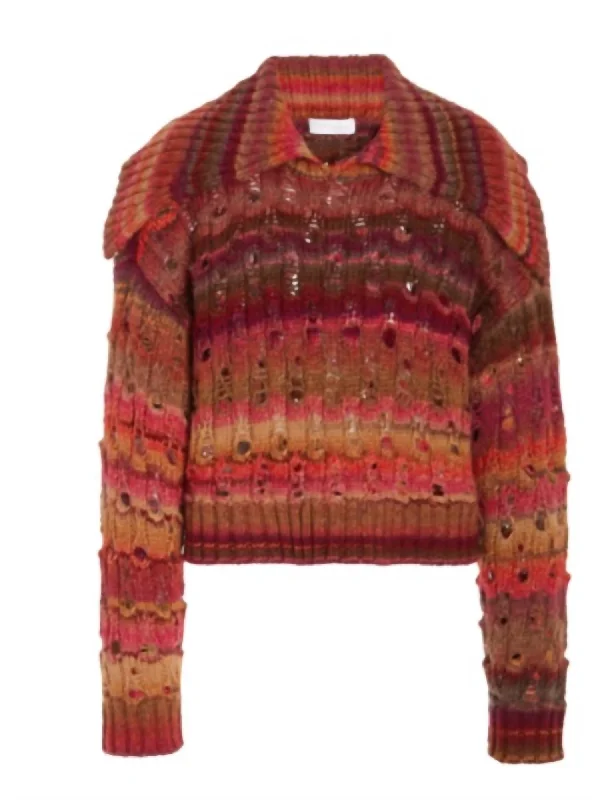 Jenna Space Dye Sweater In Punch Multi Striped Floral Plaid