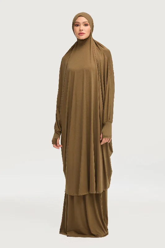 Jersey Cupro Prayer Jilbab & Skirt Set - Olive cashmere skirt soft