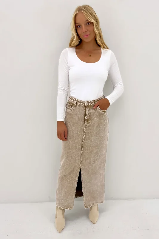 Kollins Skirt Sepia linen skirt relaxed