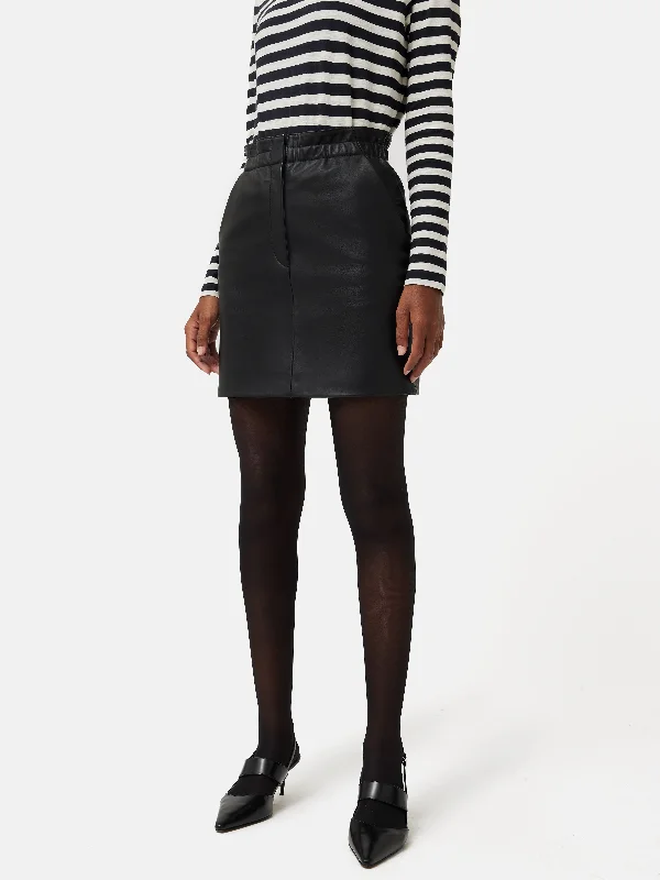 Leather Mini Skirt | Black chiffon skirt lightweight