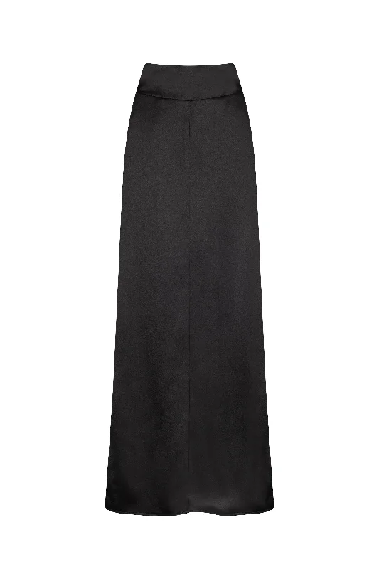 'Leo' Satin-Crepe Maxi Skirt - Black athletic skirt fit