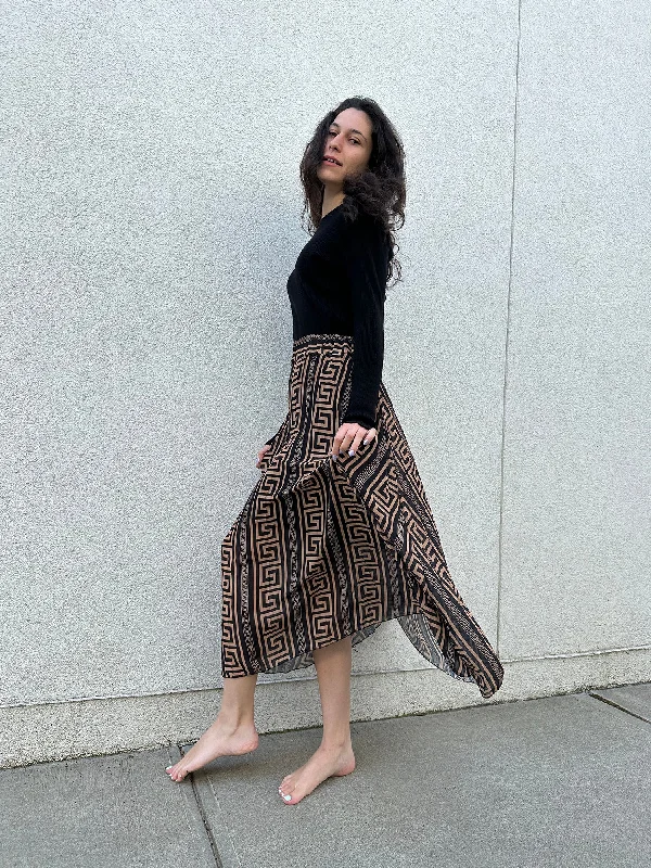 L'olive Verte Medusa Pleated Skirt chiffon skirt floaty