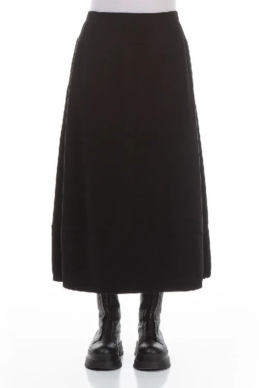 Loose Black Cotton Jersey Skirt lace skirt feminine