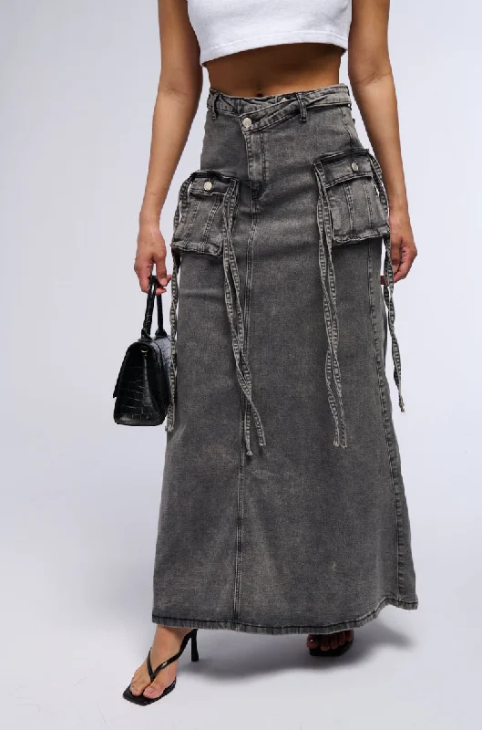 LOVE HATE THING DENIM MAXI SKIRT velvet skirt luxurious