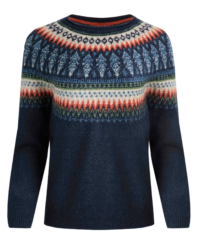 Lowell Eco Fair Isle Jumper - Navy Slim Fit Regular Fit Oversized