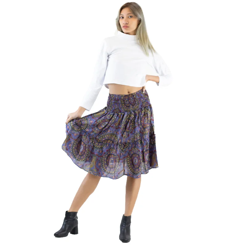 Mandala 114 Women's Skirt in Bright Navy SK0090 020114 02 linen skirt light