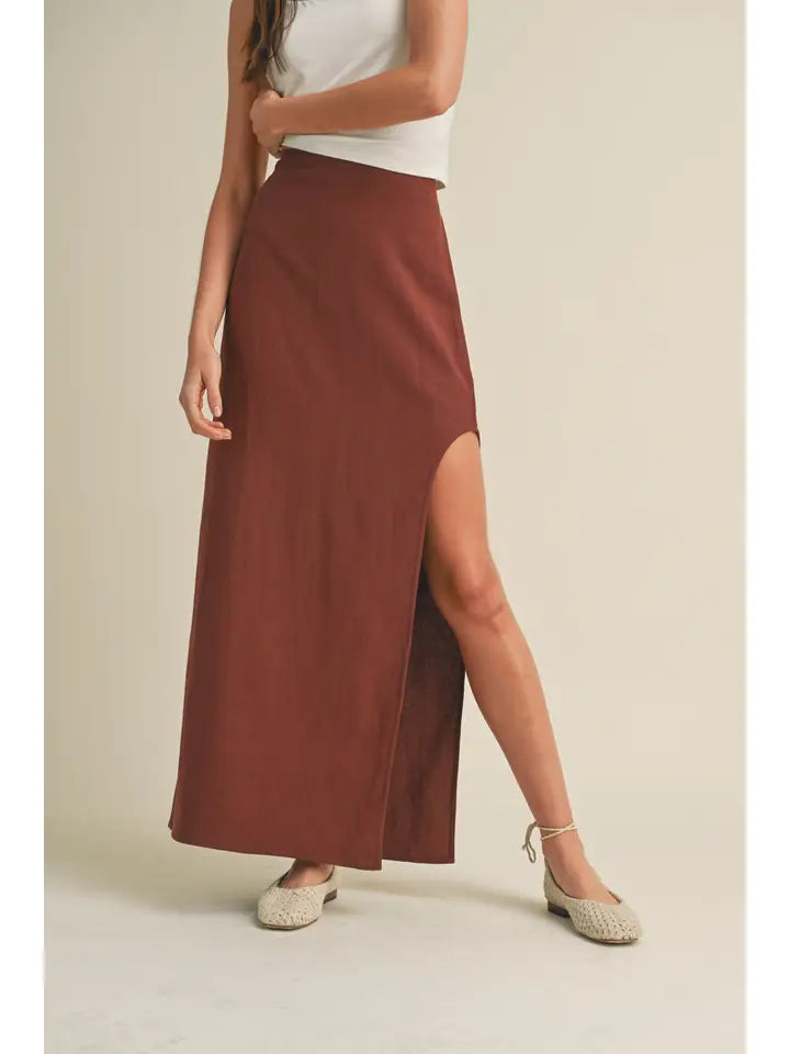 Maxi Skirt with Slit silk skirt lustrous