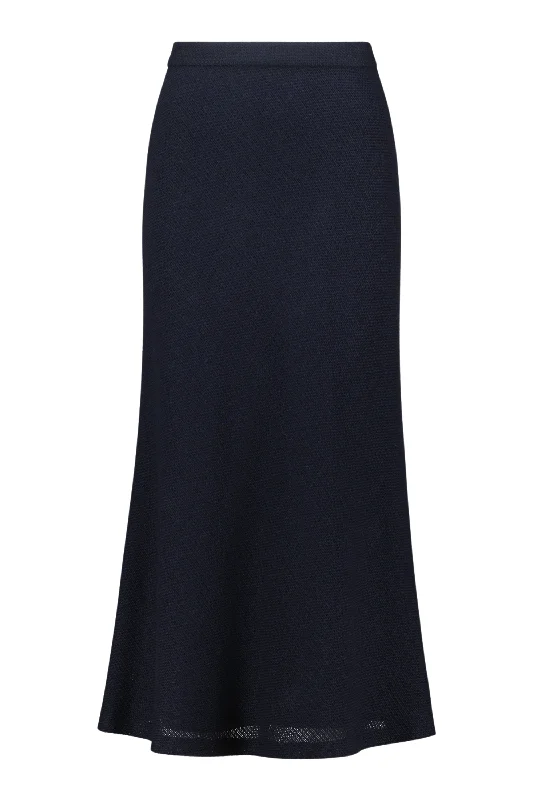 JASMINUM NAVY BLUE TEXTURED ALPACA-WOOL MIDI SKIRT chiffon skirt lightweight