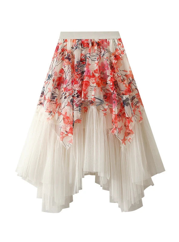 Palace Printed Irregular Gauze Skirt chiffon skirt airy