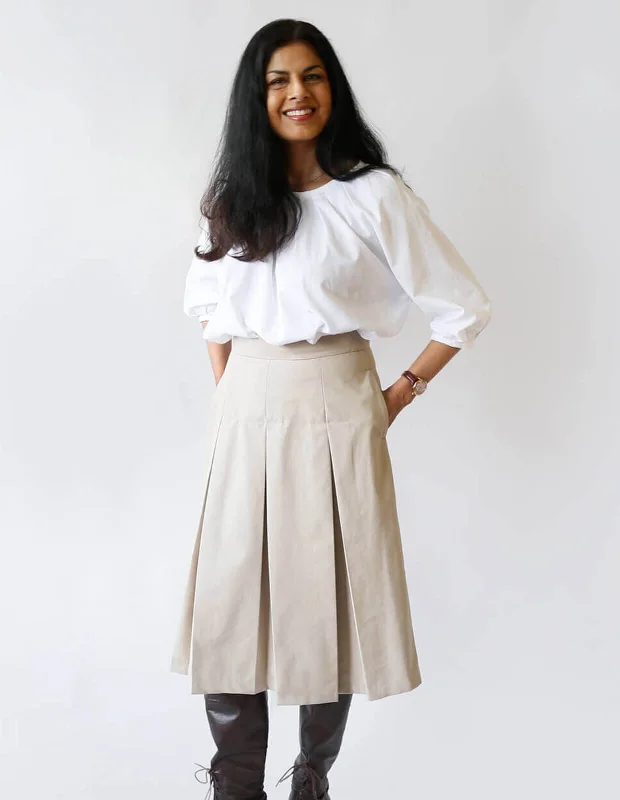 PDF Pattern - Pleated Skirt | The Makers Atelier linen skirt light