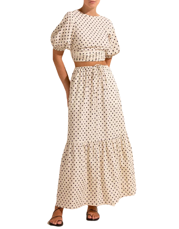 Holiday Tiered Skirt in Many Moons Dot Print patchwork skirt art