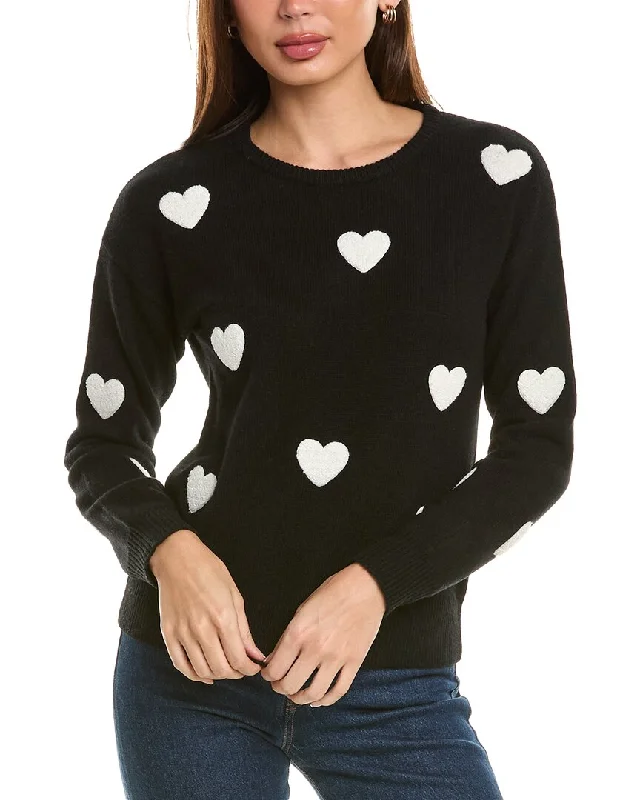 philosophy Heart Patch Cashmere Sweater Turtle Neck Boat Neck Asymmetrical Neck