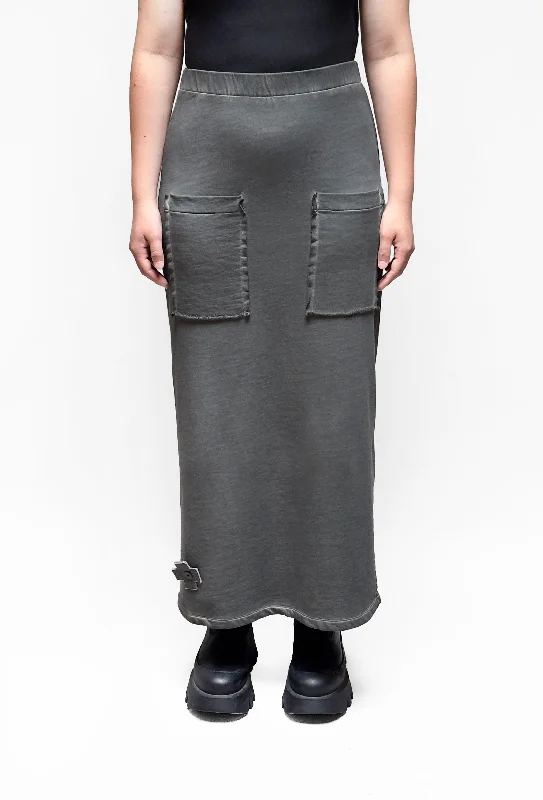 PLU Knit Pencil Skirt in Asphalt Wash leather skirt modern