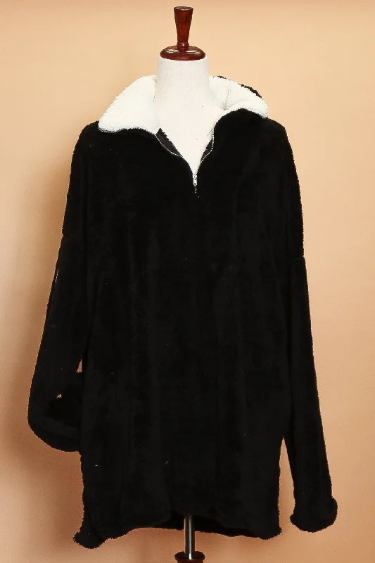 Plus Black Sherpa Sweater Cable Knit Ribbed Knit Lace Knit