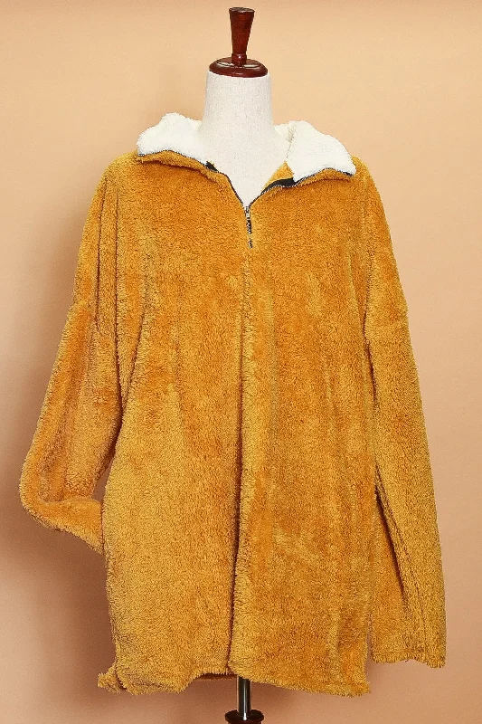 Plus Mustard Sherpa Sweater Boxy Sweater Fitted Sweater A-Line