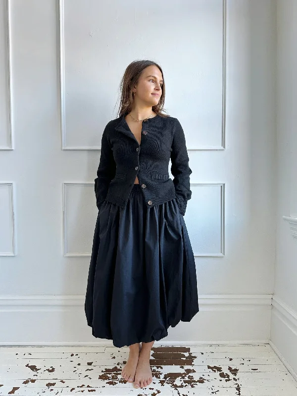 Poplin Midi Bubble Skirt belted skirt waist