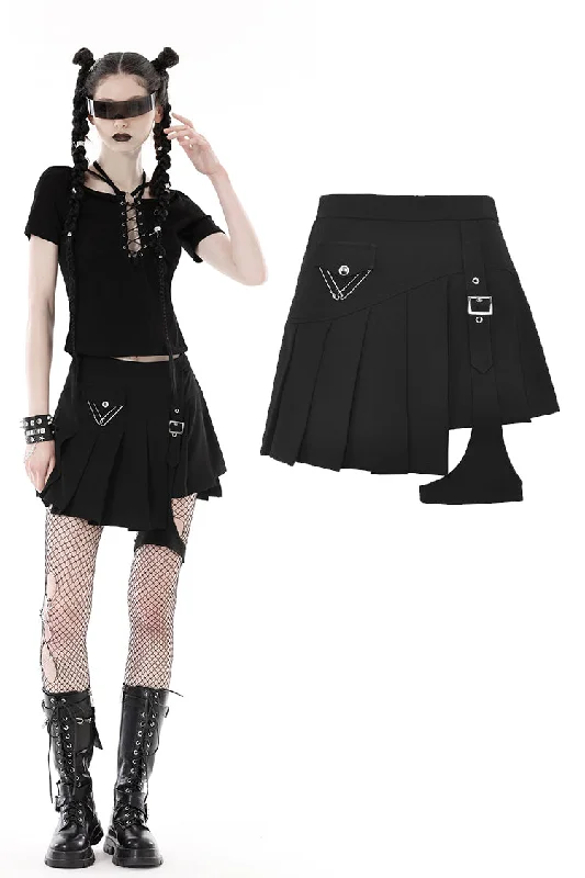 Punk rock irreqular pleated skirt KW281 floral skirt print