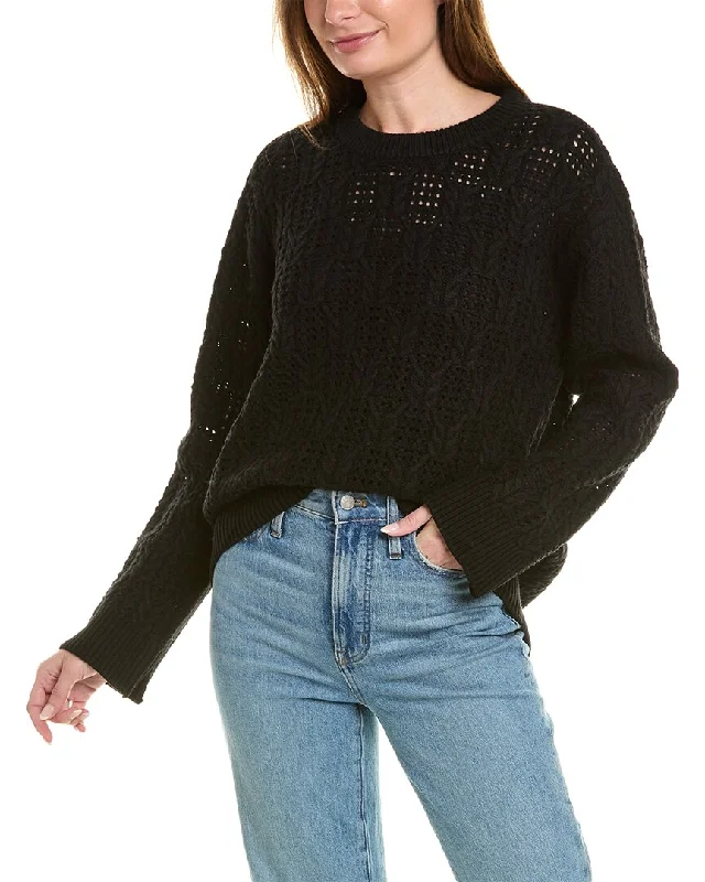 rag & bone Divya Cable Wool Sweater Mesh Sweater Canvas Denim