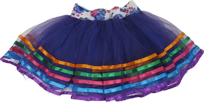 Rainbow Striped Ribbon Trim Purple Tutu Skirt mini skirt trendy