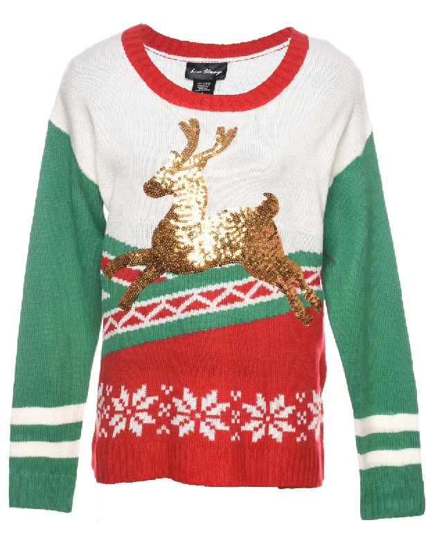 Reindeer Christmas Jumper - M Lightweight Heavyweight Midweight