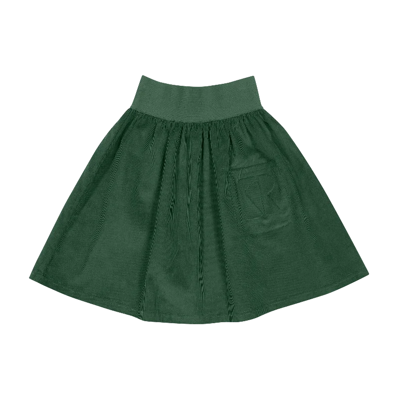 Retrokid Green Hazel Cords Girls Pocket Skirt silk skirt smooth