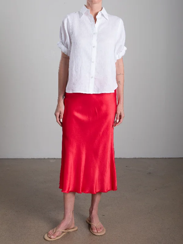 Riley Skirt in Vintage Satin - Maraschino a-line skirt cut