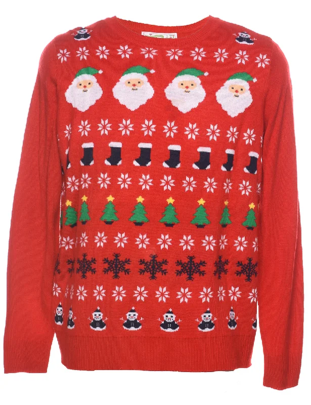 Santa Claus Christmas Jumper - M High Neck Crew Neck V-Neck