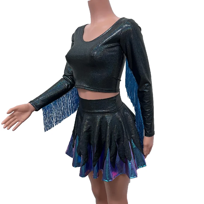 Sea Witch Costume | Tentacle Skirt and Fringe Sleeve Top | Ursula Outfit lace skirt feminine