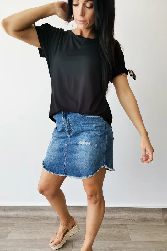 Shine On Label Super Fray Denim Skirt Vintage Blue Preorder Two Mid February denim skirt fashionable