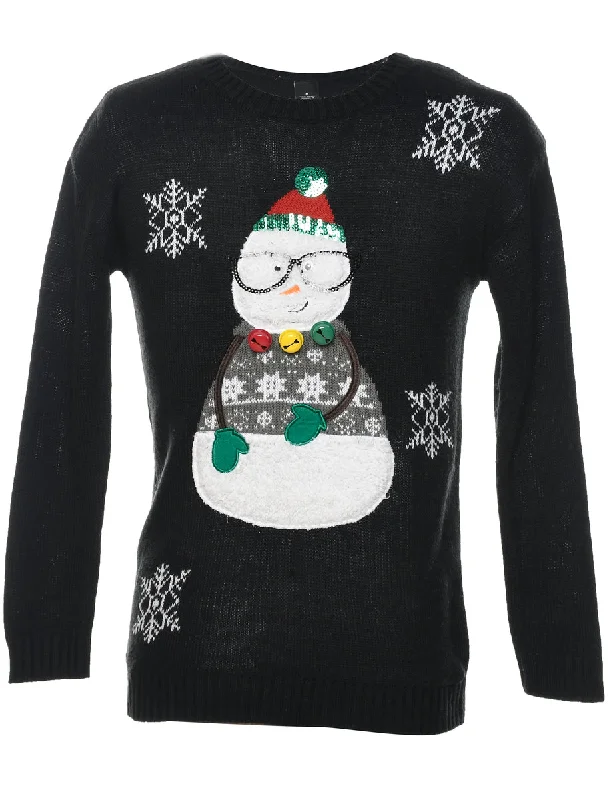 Snowman Christmas Jumper - M Oversized Loose Flowy