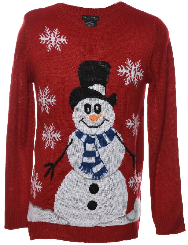 Snowman Christmas Jumper - S Embroidered Appliqued Beaded