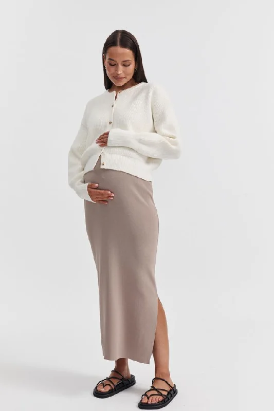 Crepe Knit Split Skirt ribbed skirt waist