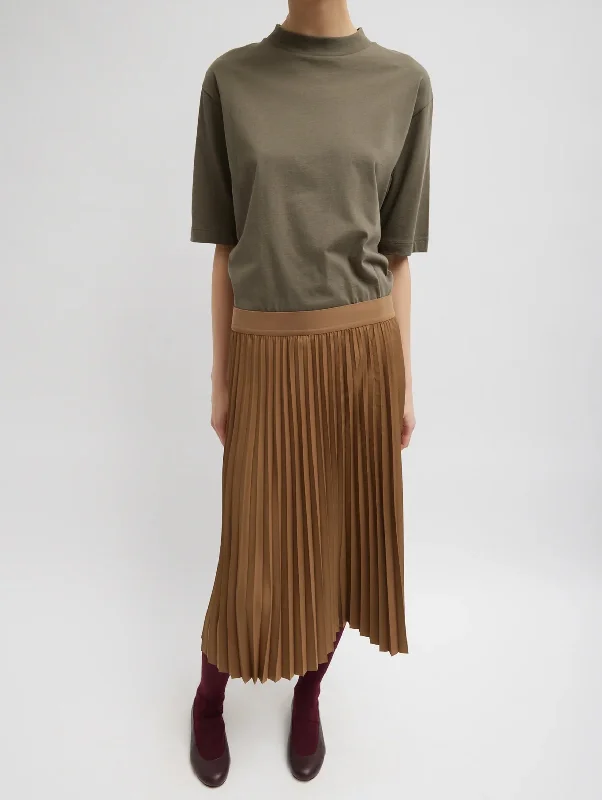 Sunray Pleating Skirt in Loden silk skirt luxurious