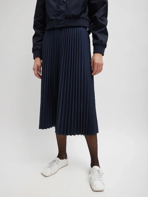 Sunray Pleating Skirt in Navy wool skirt warm