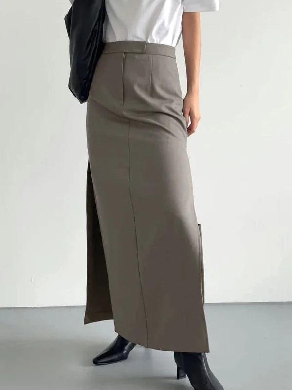 BerryBetty - That Girl Slit Maxi Skirt chiffon skirt lightweight