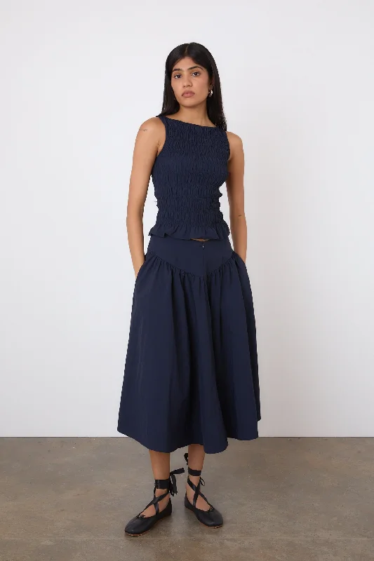 The Deba Midi Skirt, Midnight high waist skirt