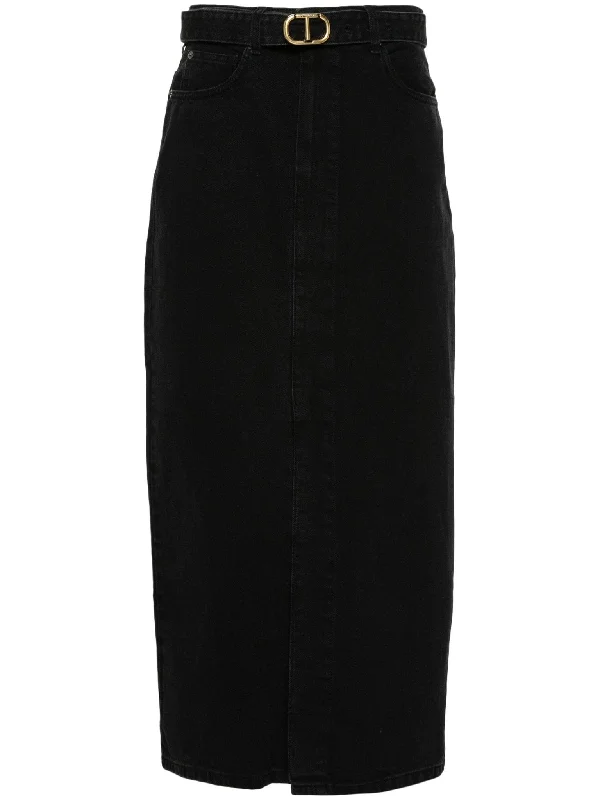belted denim midi skirt floral skirt print