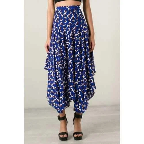 Fashionable Asymmetrical Floral Printed Skirt For Women - Blue S boho skirt vibe
